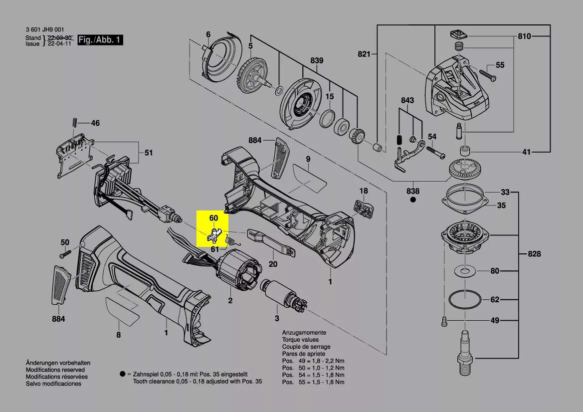 Levier commande interrupteur réf. 1 619 P15 795 Bosch